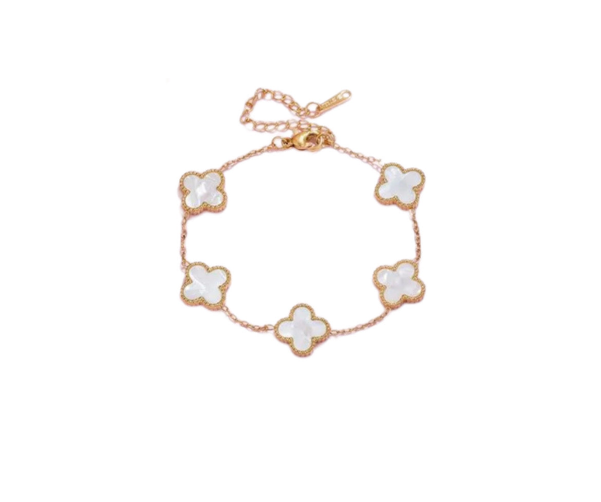 WHITE FLOWERS Armband | gold